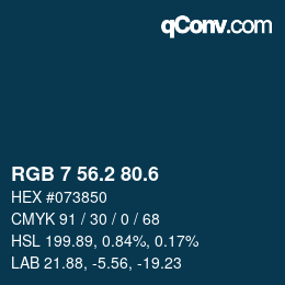 カラーコード: RGB 7 56.2 80.6 | qconv.com