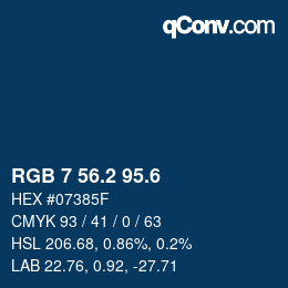 カラーコード: RGB 7 56.2 95.6 | qconv.com