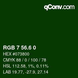 カラーコード: RGB 7 56.6 0 | qconv.com