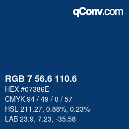 カラーコード: RGB 7 56.6 110.6 | qconv.com
