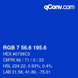 カラーコード: RGB 7 56.6 195.6 | qconv.com