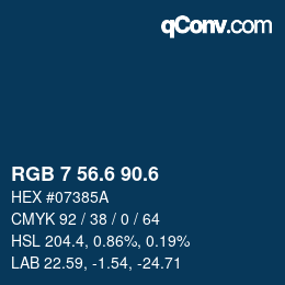 カラーコード: RGB 7 56.6 90.6 | qconv.com
