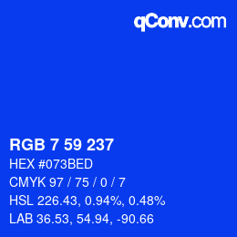 Color code: RGB 7 59 237 | qconv.com