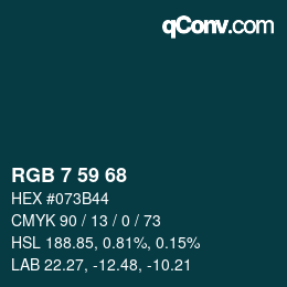 カラーコード: RGB 7 59 68 | qconv.com