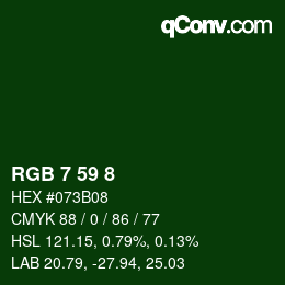 カラーコード: RGB 7 59 8 | qconv.com