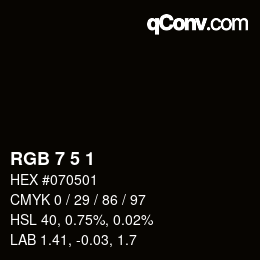 Color code: RGB 7 5 1 | qconv.com