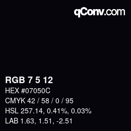 Color code: RGB 7 5 12 | qconv.com