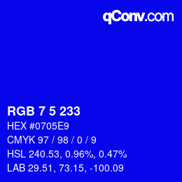 Color code: RGB 7 5 233 | qconv.com