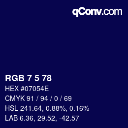 Color code: RGB 7 5 78 | qconv.com