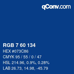 カラーコード: RGB 7 60 134 | qconv.com