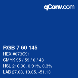 Color code: RGB 7 60 145 | qconv.com