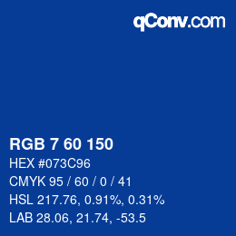 Color code: RGB 7 60 150 | qconv.com