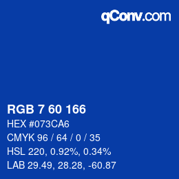 カラーコード: RGB 7 60 166 | qconv.com