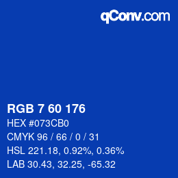カラーコード: RGB 7 60 176 | qconv.com