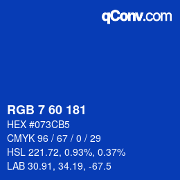 Color code: RGB 7 60 181 | qconv.com