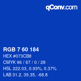 カラーコード: RGB 7 60 184 | qconv.com