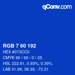 颜色代码: RGB 7 60 192 | qconv.com