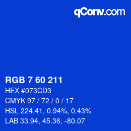 Color code: RGB 7 60 211 | qconv.com
