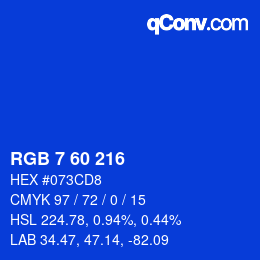 Color code: RGB 7 60 216 | qconv.com