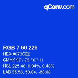カラーコード: RGB 7 60 226 | qconv.com