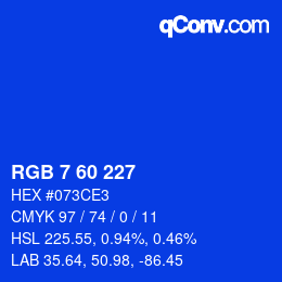 カラーコード: RGB 7 60 227 | qconv.com