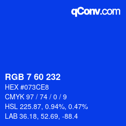 Color code: RGB 7 60 232 | qconv.com