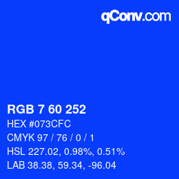 カラーコード: RGB 7 60 252 | qconv.com
