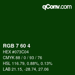 Color code: RGB 7 60 4 | qconv.com