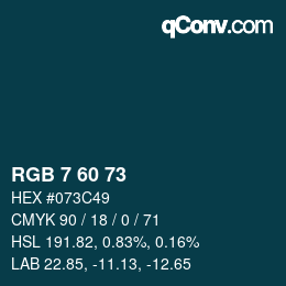 カラーコード: RGB 7 60 73 | qconv.com