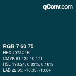颜色代码: RGB 7 60 75 | qconv.com