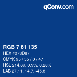 カラーコード: RGB 7 61 135 | qconv.com