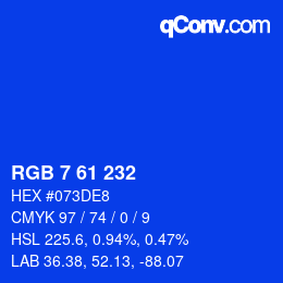カラーコード: RGB 7 61 232 | qconv.com
