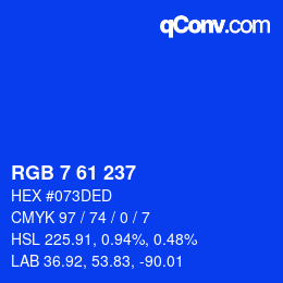 颜色代码: RGB 7 61 237 | qconv.com
