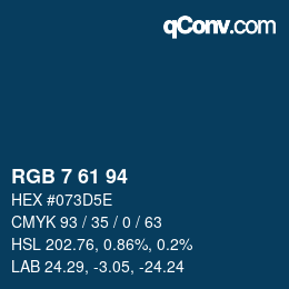 カラーコード: RGB 7 61 94 | qconv.com