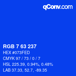 Color code: RGB 7 63 237 | qconv.com