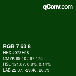 Color code: RGB 7 63 8 | qconv.com