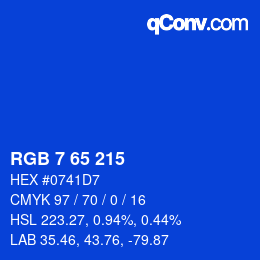 カラーコード: RGB 7 65 215 | qconv.com