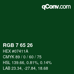 颜色代码: RGB 7 65 26 | qconv.com