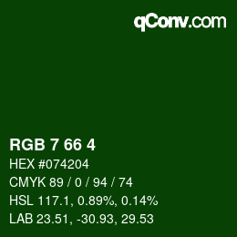 カラーコード: RGB 7 66 4 | qconv.com