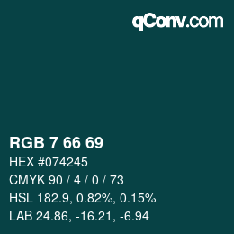 颜色代码: RGB 7 66 69 | qconv.com