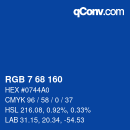 Color code: RGB 7 68 160 | qconv.com