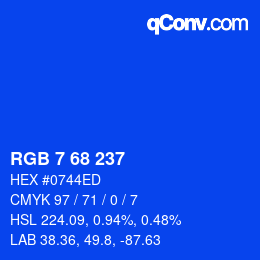 Color code: RGB 7 68 237 | qconv.com
