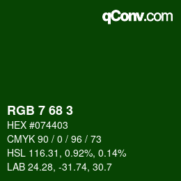 カラーコード: RGB 7 68 3 | qconv.com