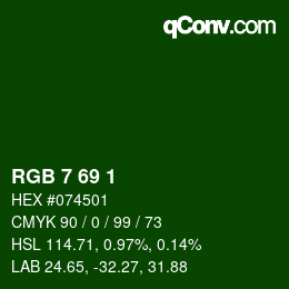 Color code: RGB 7 69 1 | qconv.com