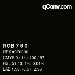 カラーコード: RGB 7 6 0 | qconv.com