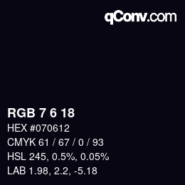 Color code: RGB 7 6 18 | qconv.com