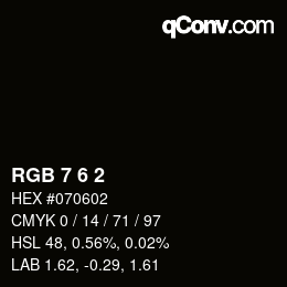 颜色代码: RGB 7 6 2 | qconv.com