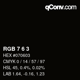 Color code: RGB 7 6 3 | qconv.com