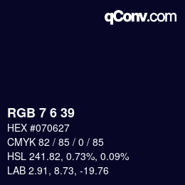 Color code: RGB 7 6 39 | qconv.com