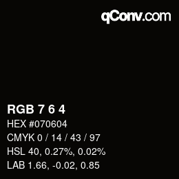 Color code: RGB 7 6 4 | qconv.com